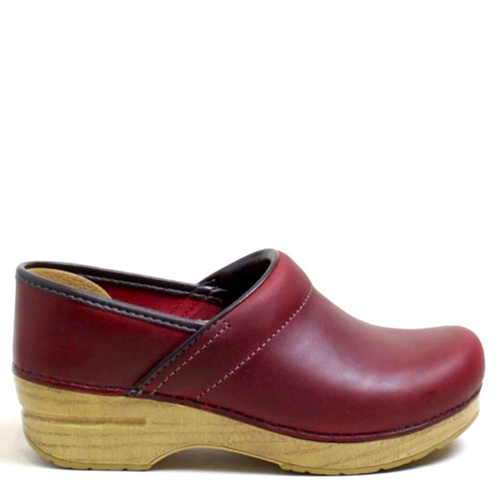 Maroon Oiled Leather Dansko Clogs